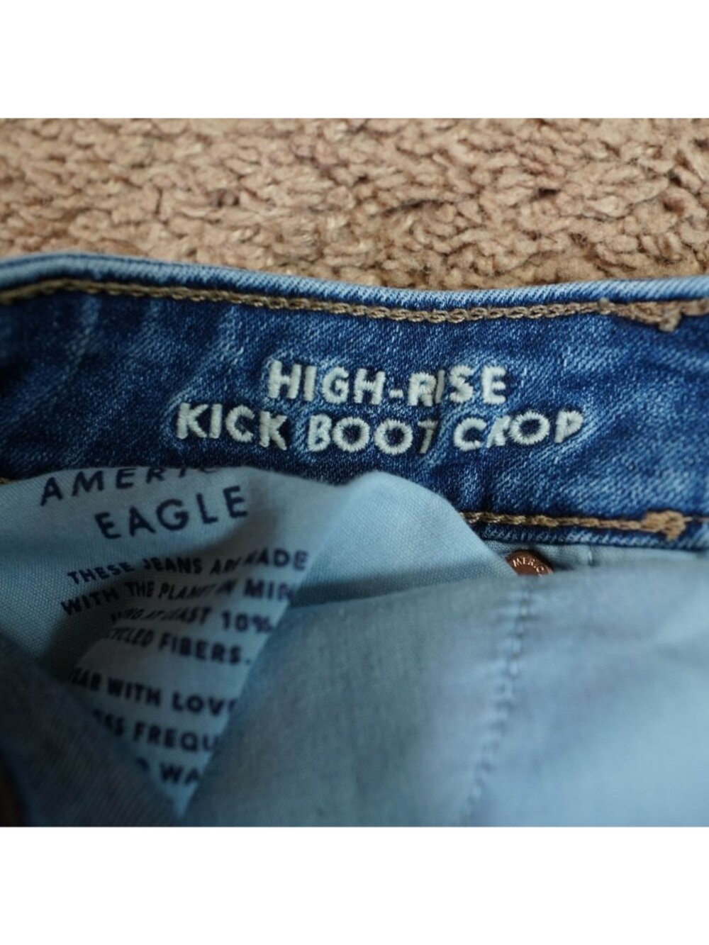 American Eagle Jeans Womens 8 High-Rise Kick Boot Crop Raw Hem Denim Stretch - Picture 6 of 10